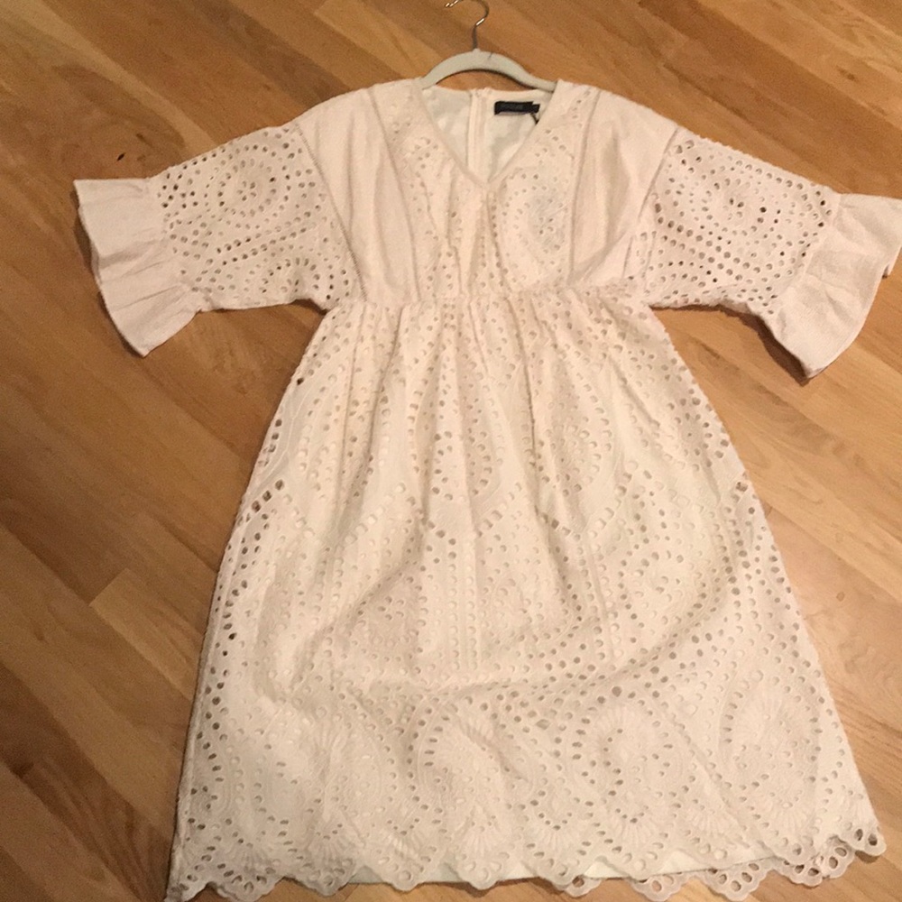 Cream Flutter Sleeve dress
